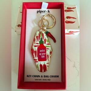 Piper K Red and White Key Chain & Bag Charm